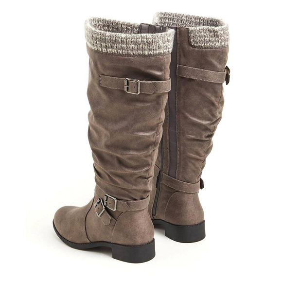 Torrid 8.5WW Wide Width & Calf Taupe Gray Faux Suede Sweater Trim Knee Boots New - Picture 3 of 4